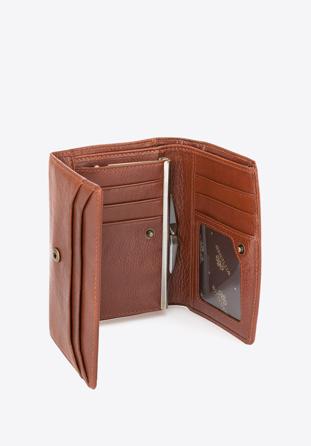 Damski portfel skórzany z kieszonką na bigiel, jasny brąz, 21-1-062-5, Zdjęcie 1