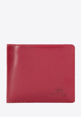 Women's leather small wallet with a metal logo, red, 26-1-436-3, Photo 1