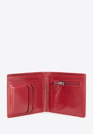 Women's leather small wallet with a metal logo, red, 26-1-436-3, Photo 1