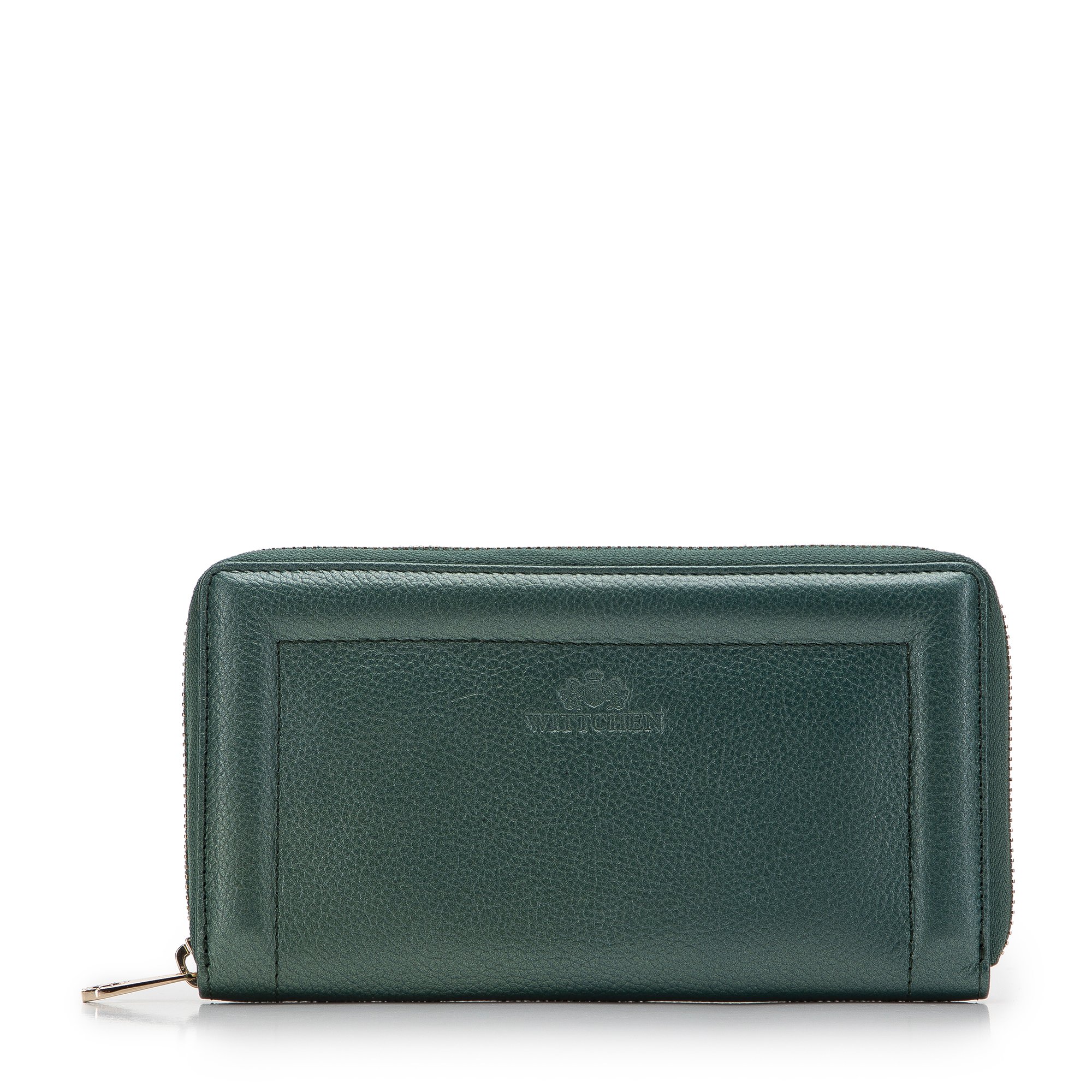 E-shop Dámska kožená peňaženka s ozdobným okrajom, veľká zelená 14-1-936-0