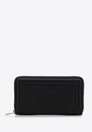 Damski portfel skórzany z ozdobnym brzegiem duży, czarny, 14-1-936-6, Zdjęcie 1