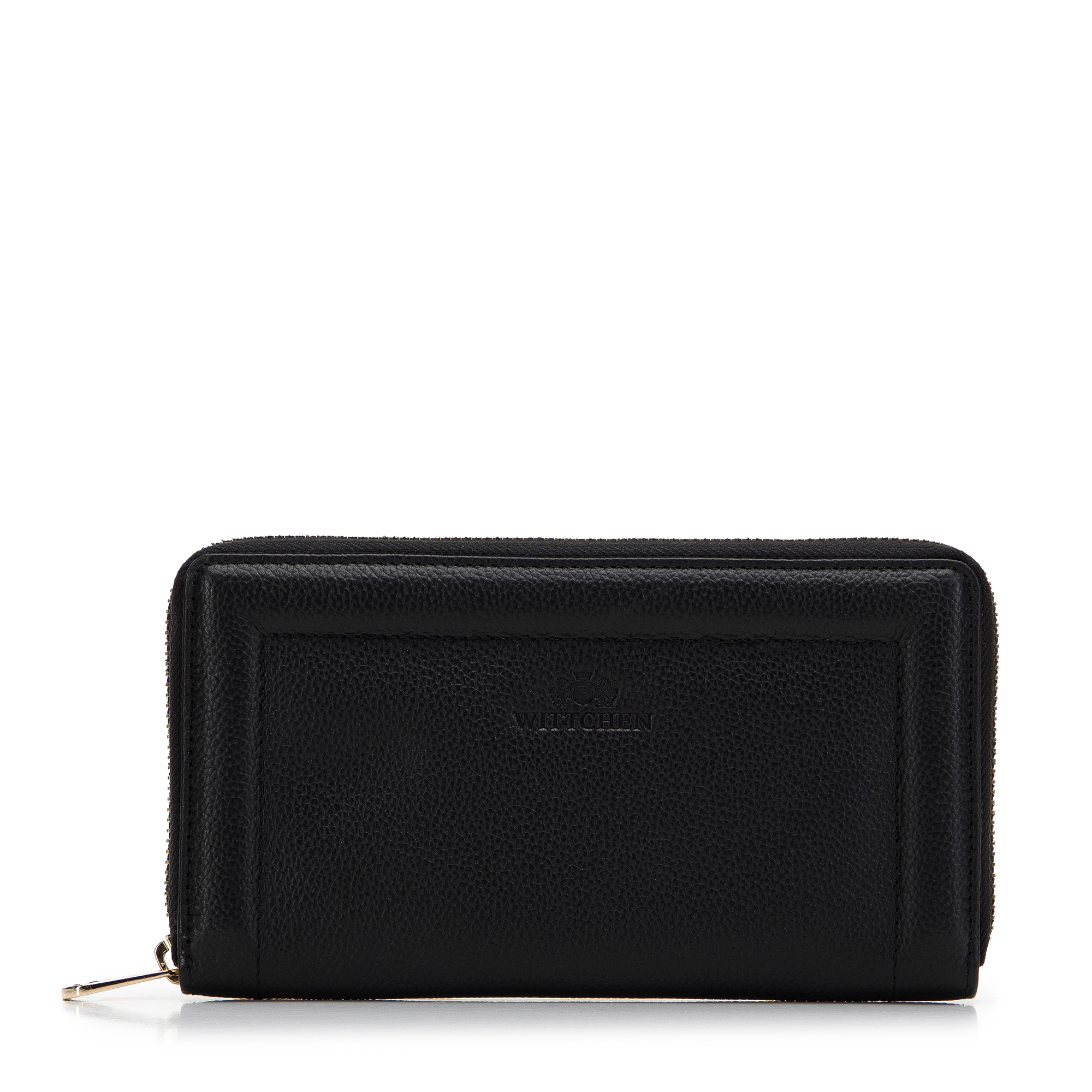 E-shop Dámska kožená peňaženka s ozdobným okrajom, veľká, čierna 14-1-936-1