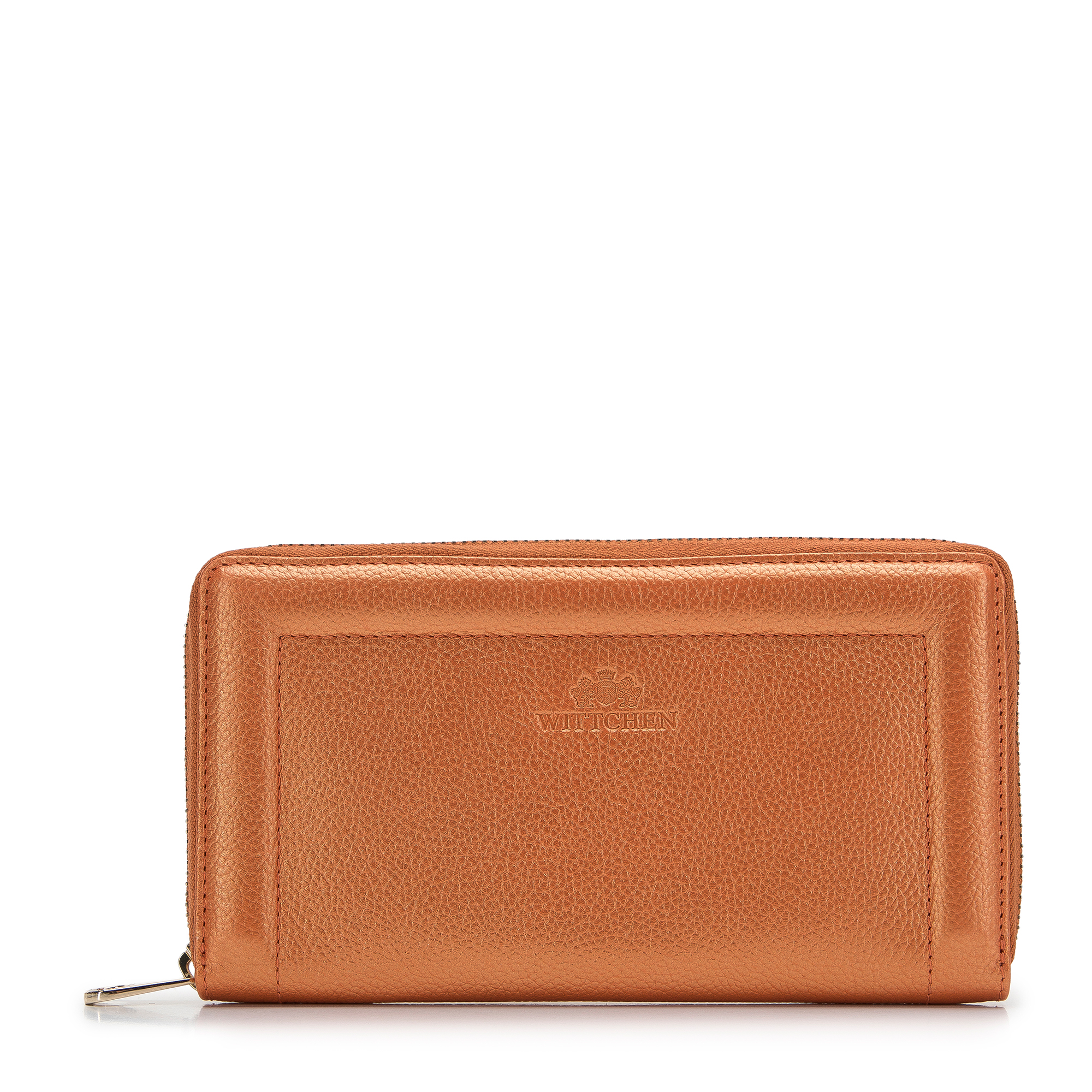 E-shop Dámska kožená peňaženka s ozdobným okrajom, veľká, oranžová 14-1-936-6
