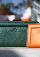 Damski portfel skórzany z ozdobnym brzegiem duży, zielony, 14-1-936-0, Zdjęcie 31