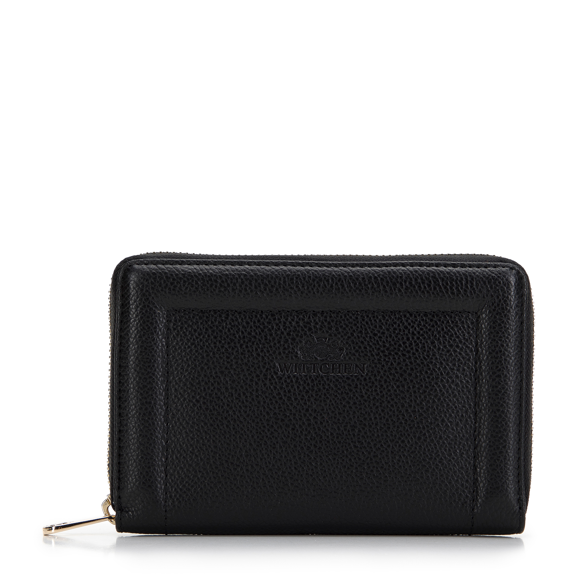 E-shop Dámska kožená peňaženka s ozdobným okrajom, stredne čierna 14-1-935-1