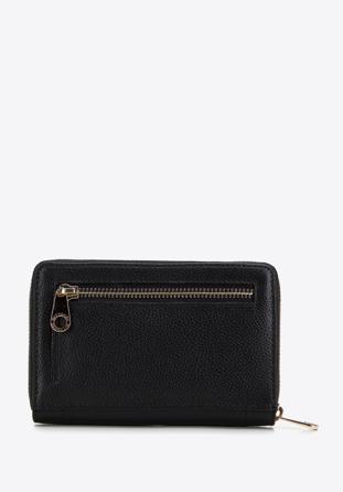 Women's medium leather wallet with decorative trim, black, 14-1-935-1, Photo 1