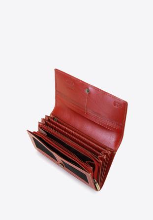 Damski portfel skórzany z ozdobnym przeszyciem czerwony