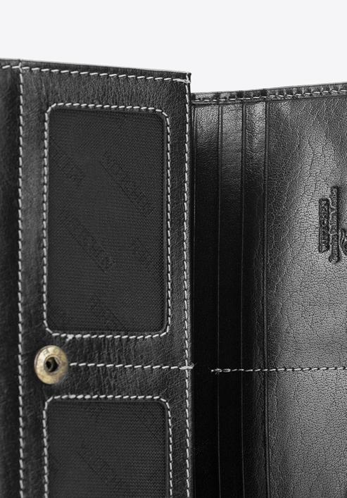 Damski portfel skórzany z ozdobnym przeszyciem, czarny, 14-1-122-L1, Zdjęcie 6