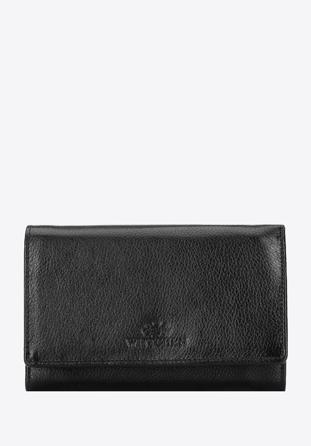 Damski portfel skórzany z portmonetką na bigiel, czarny, 21-1-081-10L, Zdjęcie 1