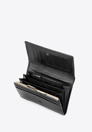Damski portfel skórzany z portmonetką na bigiel, czarny, 21-1-081-10L, Zdjęcie 1