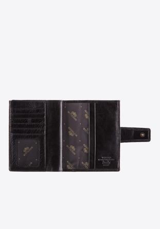 Damski portfel skórzany z przezroczystą kieszenią, czarny, 21-1-339-1, Zdjęcie 1