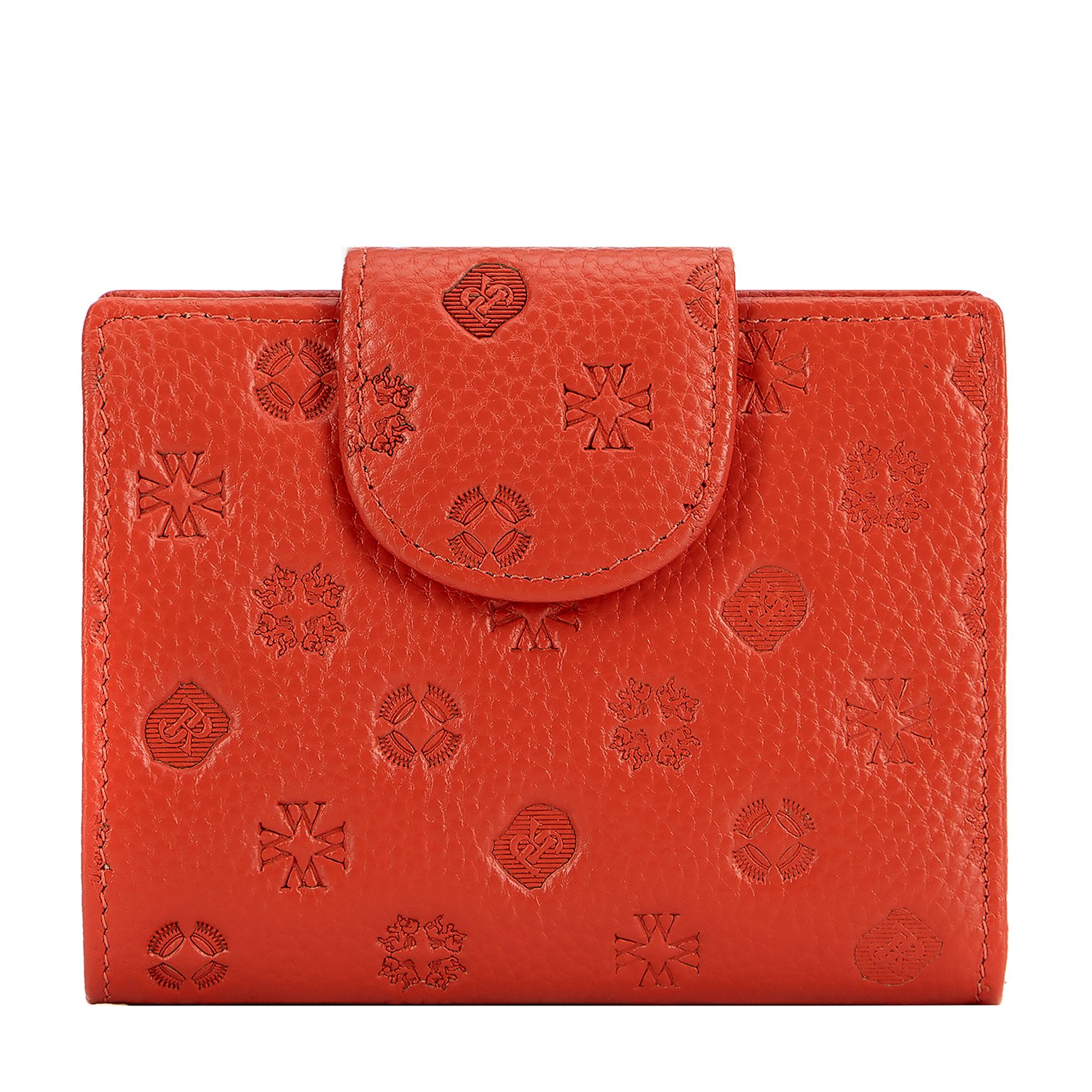 Dámska peňaženka s embosovaním z kože oranžová 99-1E-362-6