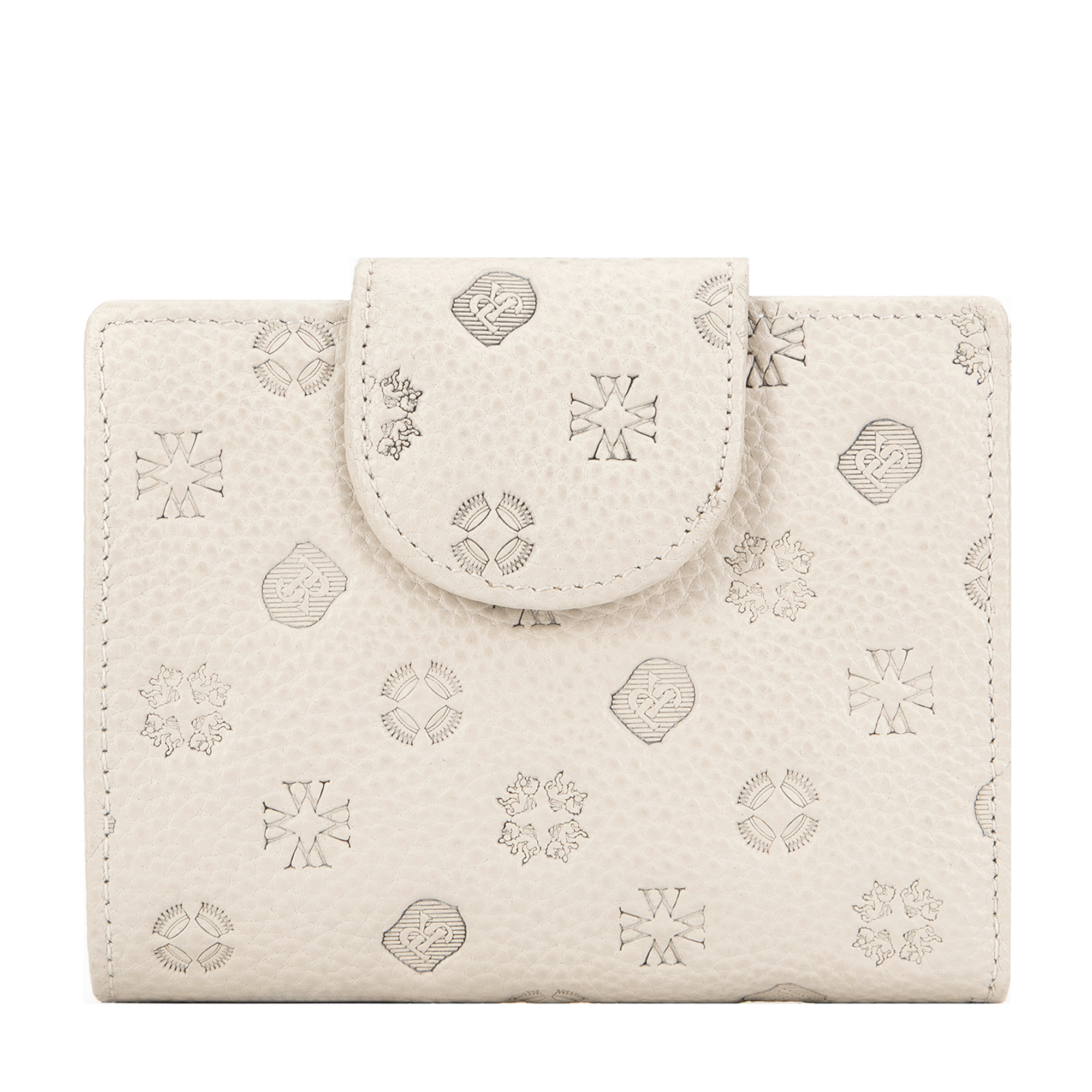 Dámska peňaženka s embosovaním z kože krémová 99-1E-362-9