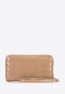 Large faux leather wallet with quilted design, beige, 95-1Y-407-1, Photo 3
