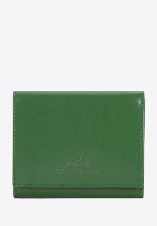 Damski portfel z gładkiej skóry dwustronny na zatrzask, zielony, 14-1-066-L0, Zdjęcie 1