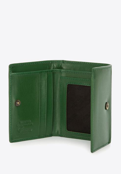 Damski portfel z gładkiej skóry mały, zielony, 14-1-913-L0, Zdjęcie 3