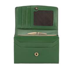 Damski portfel z gładkiej skóry na zatrzask średni, zielony, 14-1-062-L0, Zdjęcie 1