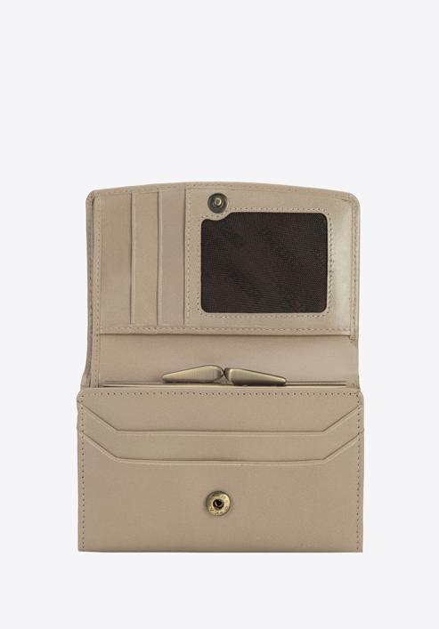 Damski portfel z gładkiej skóry na zatrzask średni, beżowy, 14-1-062-L91, Zdjęcie 2