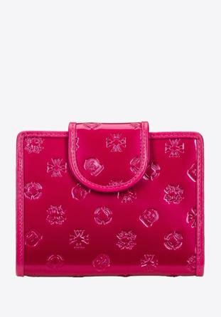Women's monogram patent leather wallet, pink, 34-1-362-PP, Photo 1