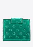 Damski portfel z lakierowanej skóry w monogram zapinany na napę, zielony, 34-1-362-FF, Zdjęcie 4
