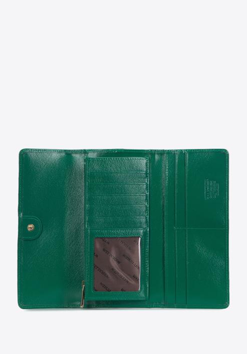 Damski portfel z lakierowanej skóry z monogramem, zielony, 34-1-413-11, Zdjęcie 2