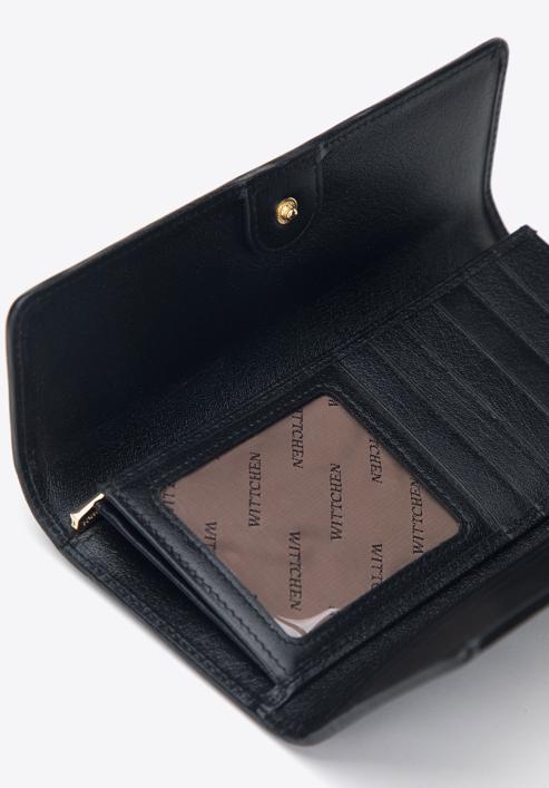 Damski portfel z lakierowanej skóry z monogramem, czarny, 34-1-413-11, Zdjęcie 4
