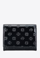 Damski portfel z lakierowanej skóry z monogramem mały, czarny, 34-1-070-111, Zdjęcie 1