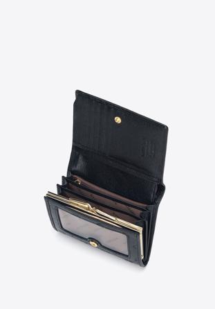 Damski portfel z lakierowanej skóry z monogramem mały, czarny, 34-1-070-111, Zdjęcie 1