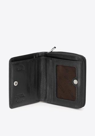 Damski portfel z tłoczonej skóry mały, czarny, 26-1-002-1, Zdjęcie 1