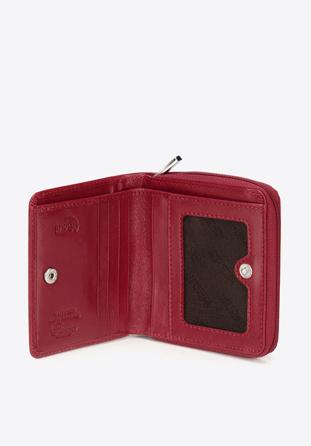 Damski portfel z tłoczonej skóry mały, czerwony, 26-1-002-3, Zdjęcie 1
