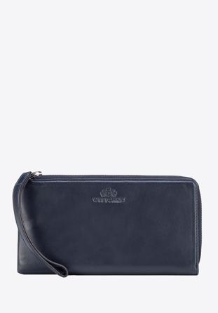 Women's leather wristlet wallet, dark navy blue, 21-1-444-N, Photo 1
