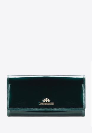 Damski portfel ze skóry lakierowany duży, ciemny zielony, 25-1-052-0, Zdjęcie 1
