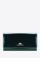 Damski portfel ze skóry lakierowany duży, ciemny zielony, 25-1-052-0, Zdjęcie 1