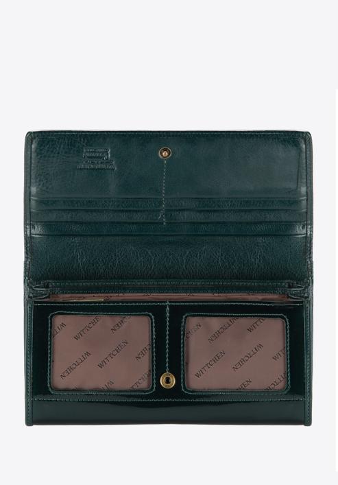 Damski portfel ze skóry lakierowany duży, ciemny zielony, 25-1-052-3, Zdjęcie 2