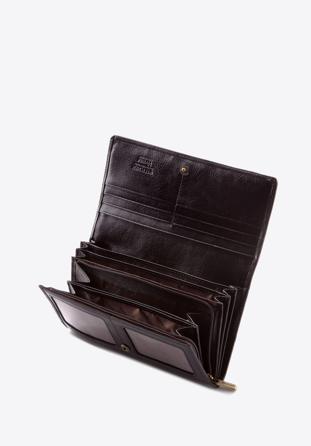 Damski portfel ze skóry lakierowany duży czarny