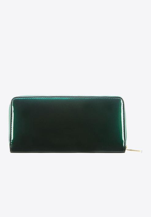 Damski portfel ze skóry lakierowany na suwak, ciemny zielony, 25-1-393-1, Zdjęcie 4