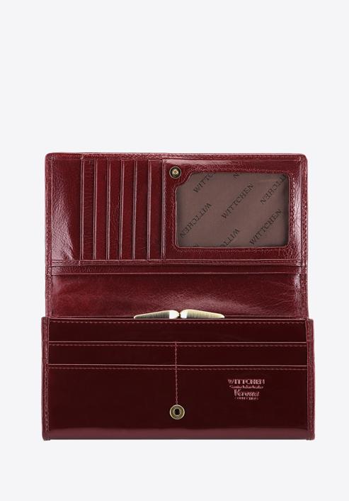 Damski portfel ze skóry lakierowany poziomy, bordowy, 25-1-075-1, Zdjęcie 2