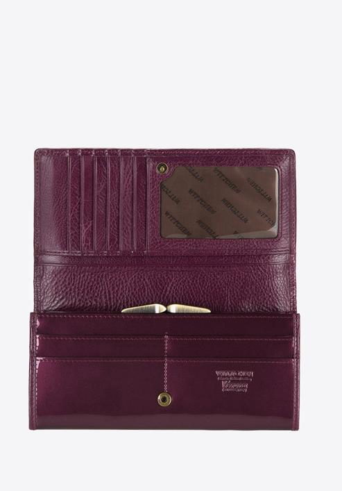 Damski portfel ze skóry lakierowany poziomy, fioletowy, 25-1-075-3, Zdjęcie 2