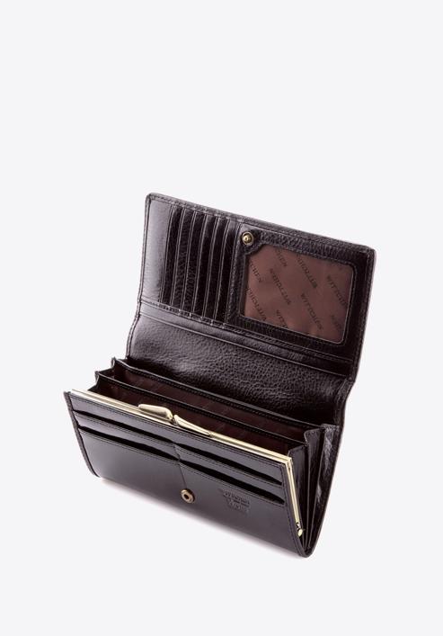 Damski portfel ze skóry lakierowany poziomy, czarny, 25-1-075-0, Zdjęcie 3