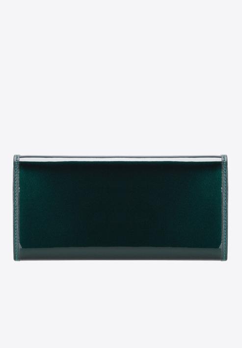 Damski portfel ze skóry lakierowany poziomy, ciemny zielony, 25-1-075-N, Zdjęcie 4