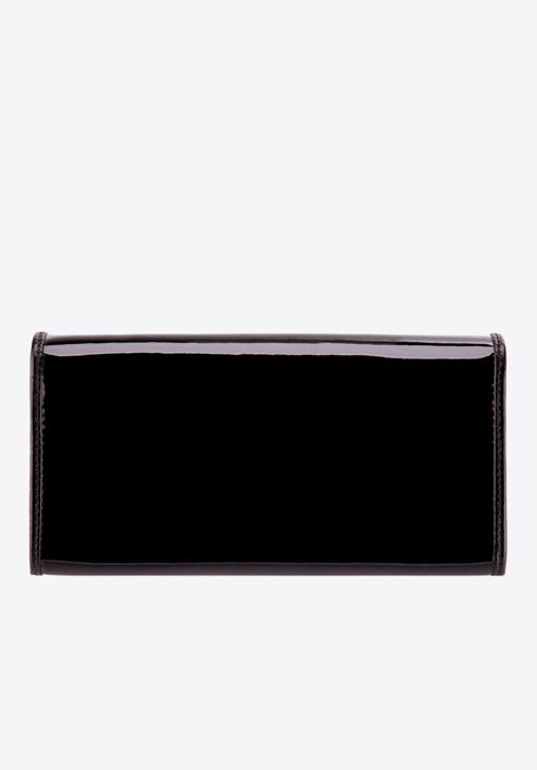 Damski portfel ze skóry lakierowany poziomy, czarny, 25-1-075-9, Zdjęcie 4