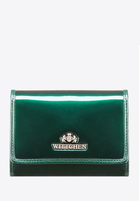 Damski portfel ze skóry lakierowany średni, ciemny zielony, 25-1-070-1, Zdjęcie 1
