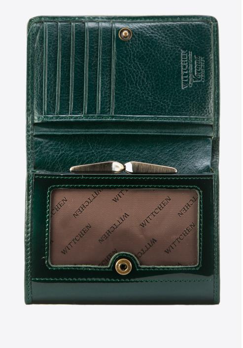 Damski portfel ze skóry lakierowany średni, ciemny zielony, 25-1-070-0, Zdjęcie 2