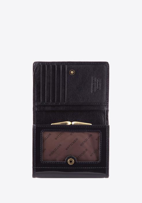 Damski portfel ze skóry lakierowany średni, granatowy, 25-1-070-0, Zdjęcie 2