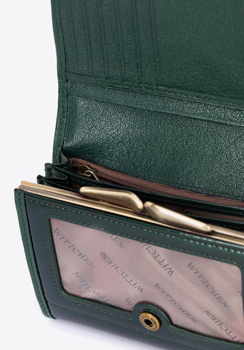 Damski portfel ze skóry lakierowany średni, ciemny zielony, 25-1-070-3, Zdjęcie 8