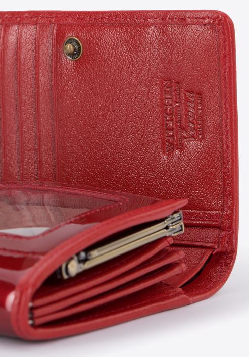 Damski portfel ze skóry lakierowany średni, czerwony, 25-1-070-3, Zdjęcie 8
