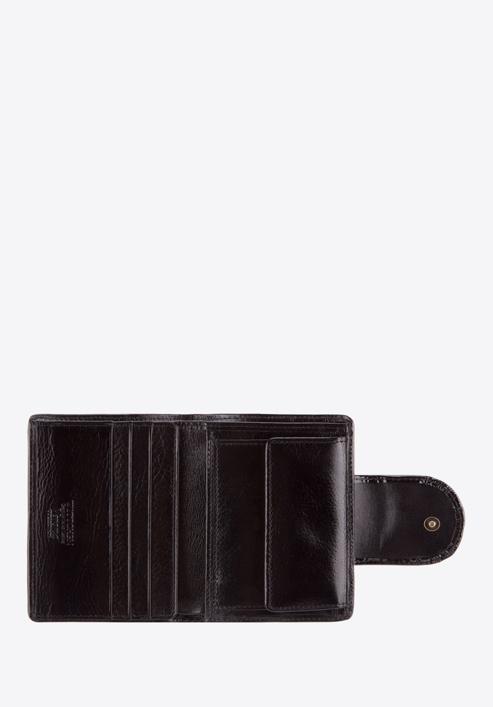 Damski portfel ze skóry lakierowany z ozdobną napą, czarny, 25-1-362-0, Zdjęcie 2