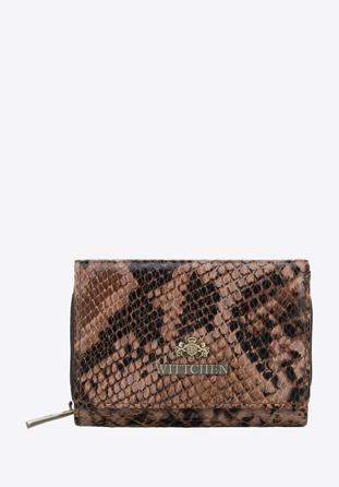 Damski portfel ze skóry lizard dwustronny mały, brązowo-beżowy, 19-1-131-4, Zdjęcie 1