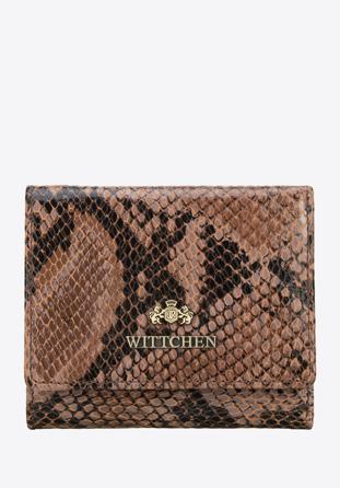 Damski portfel ze skóry lizard dwustronny na zatrzask, brązowo-beżowy, 19-1-121-4, Zdjęcie 1