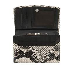 Women's medium-sized leather wallet, white-black, 19-1-001-1, Photo 1